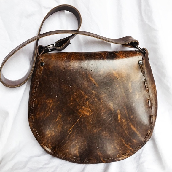 ❌SOLD❌ Vintage Stamped Leather Saddle Bag Purse - Picture 3 of 3